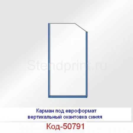 Карман под еврофлаер вертикальный окантовка синяя Код-50791